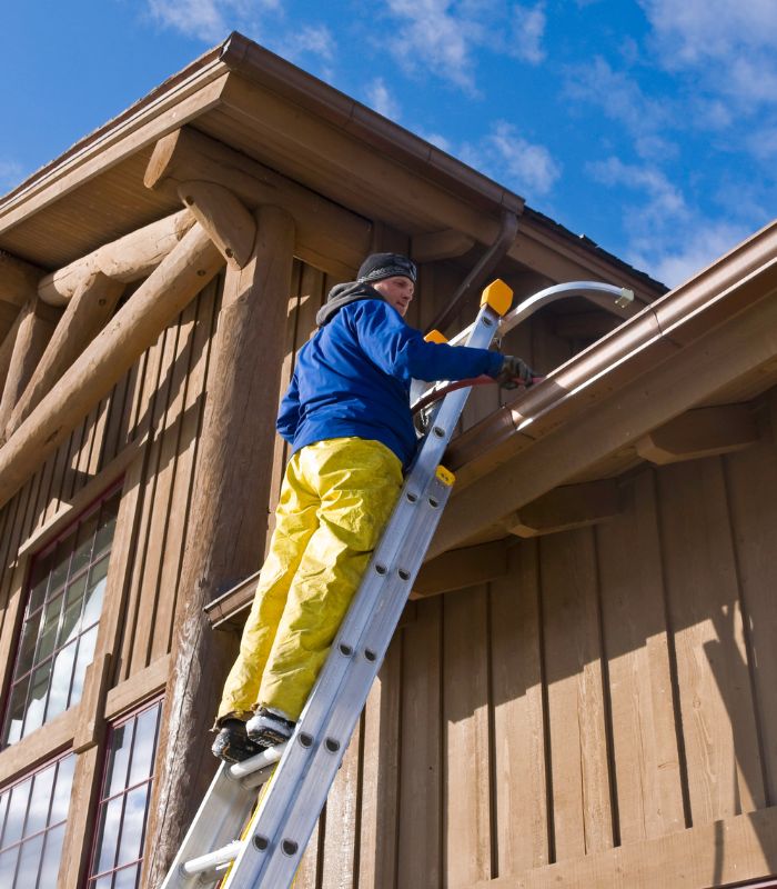 roofer climbing in stair